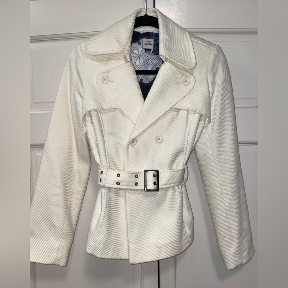 Ivory Belted Coat NWOT